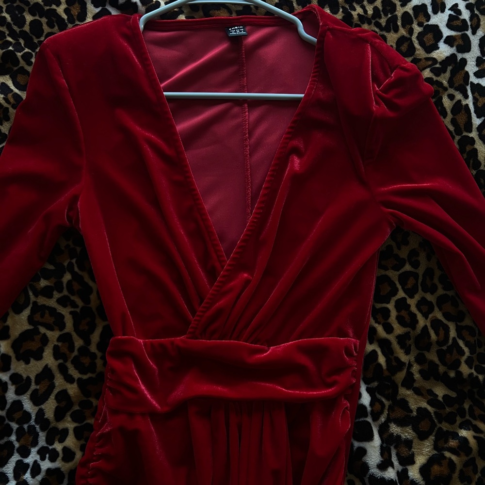 Velvet Red Wrap Dress
